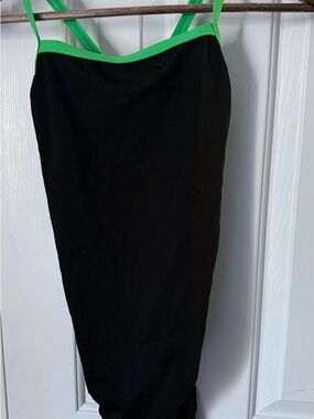 Speedo Black One-Piece Swimsuit with Neon Green Trim